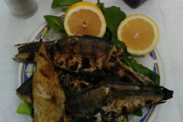 Merluciu la gratar pe pat de rucola si cartofi copti